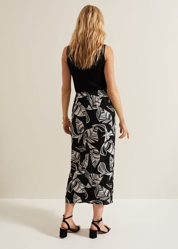 Phase Eight Ayana Printed Skirts Black/White Canada | EWCTXV-179